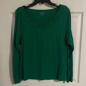 L.L. Bean Women's Emerald Green Long Sleeve Cotton Tee m medium LL Bean